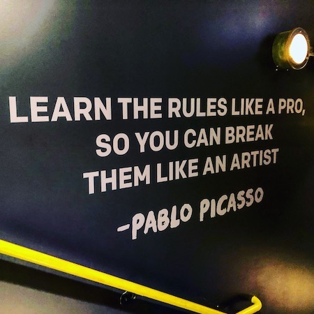 top-10-career-advice-sketches-and-photos-quote-on-wall-from-Picasso-about-learning-rules-and-break-them-like-artist